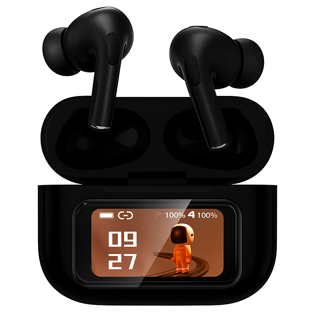E9 Pro Touch Control Calling Display Airpods ANC and ENC Black