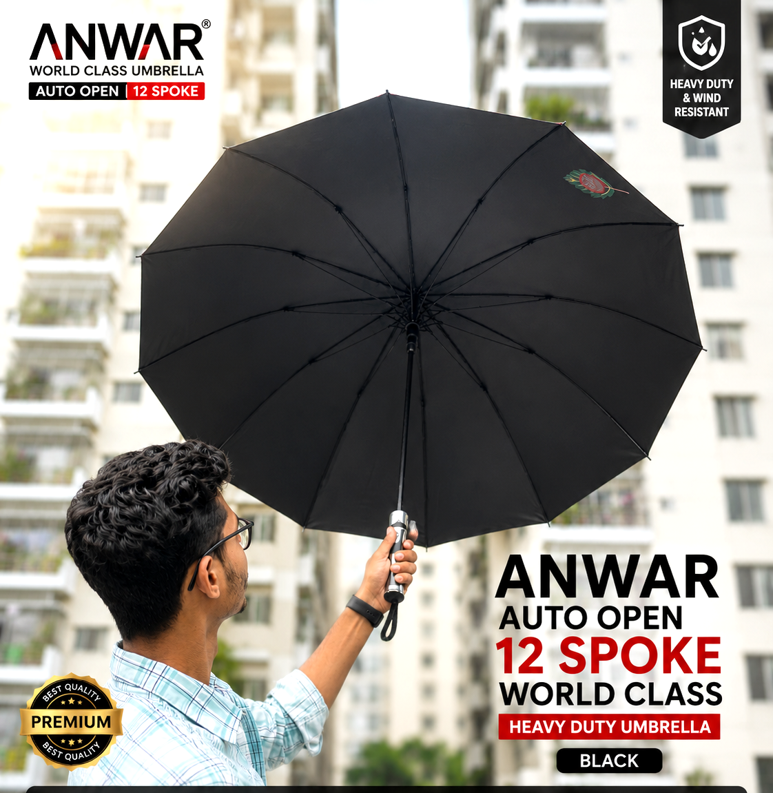 Anwar Auto Open 12 Spoke World Class Umbrella